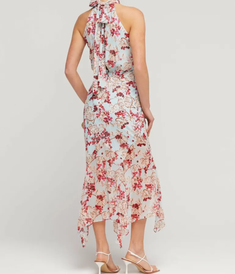 Dresses-Saloni Lila Silk Halterneck Dress in Mulberry Day