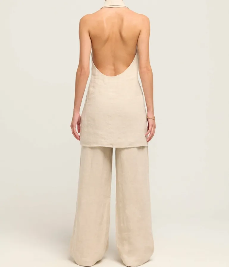 Tops-St Agni Linen Helm Vest in Natural