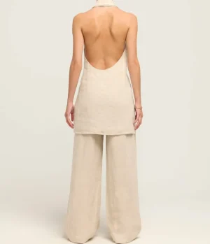 Tops-St Agni Linen Helm Vest in Natural