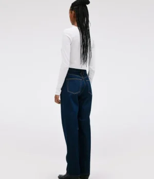 Denim-SLVRLAKE London High Rise Straight Leg Jean in Midnight Mile
