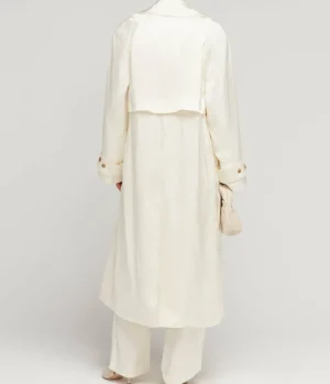 Jackets & Outerwear-Mode Sportif Lonna Long Trench Coat in Ivory
