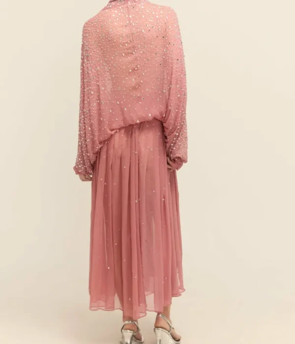 Dresses-Albus Lumen Lucia Full Crystal Dress in Dusty Pink