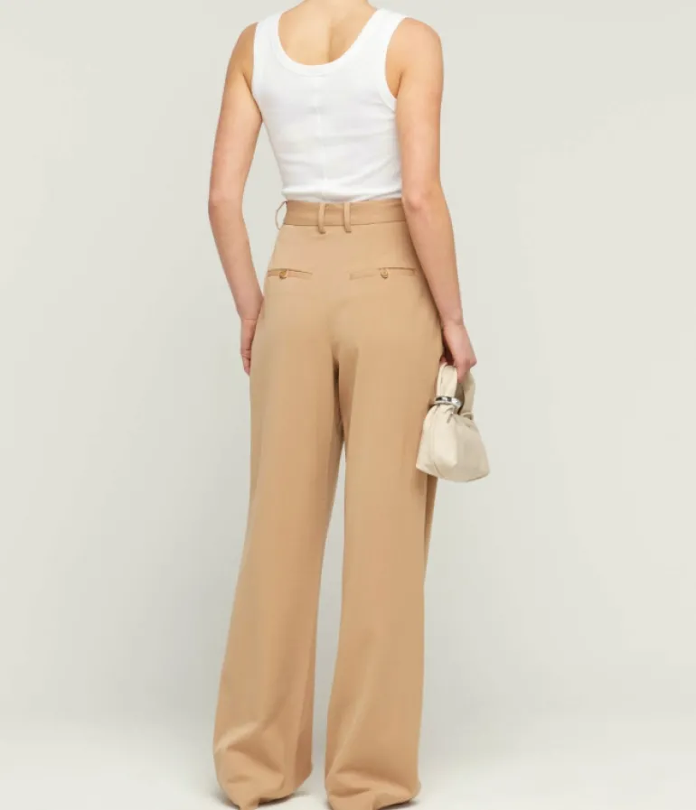 Pants-Staud Luisa High Waisted Pant in Camel