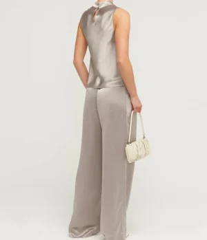 Pants-Staud Luisa High Waisted Pant in Silver