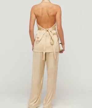 Pants-Esse Studios Lumiere Crepe Satin Trouser in Golden Citrine