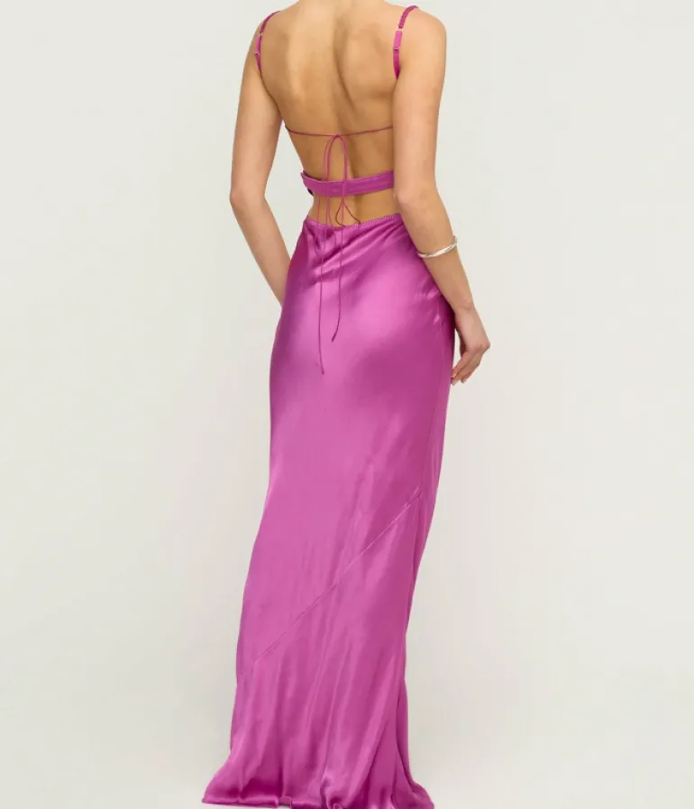 Dresses-Anna October Luna Cowl Neck Maxi Dress in Magenta