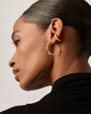 Jewellery | Earrings-Missoma Magma Gemstone Large Hoop Earrings in Gold