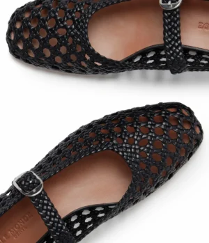 Flat Shoes-Le Monde Beryl Mary Jane Woven Flat in Black