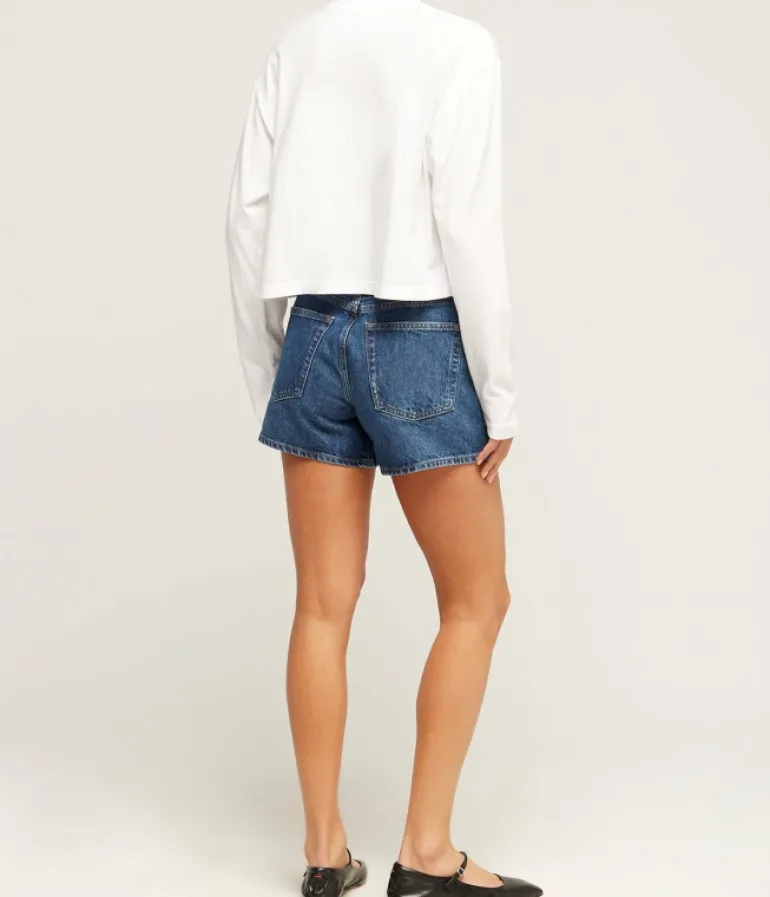 T-shirts & Tanks-Agolde Mason Cropped Long Tee in White