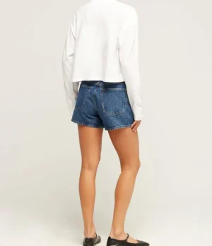 T-shirts & Tanks-Agolde Mason Cropped Long Tee in White