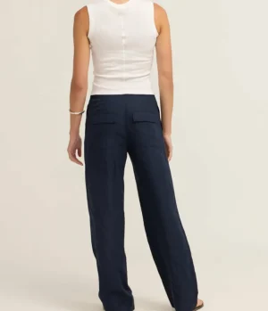 Pants-Vince Mid Rise Utility Drawstring Pant in Coastal Blue