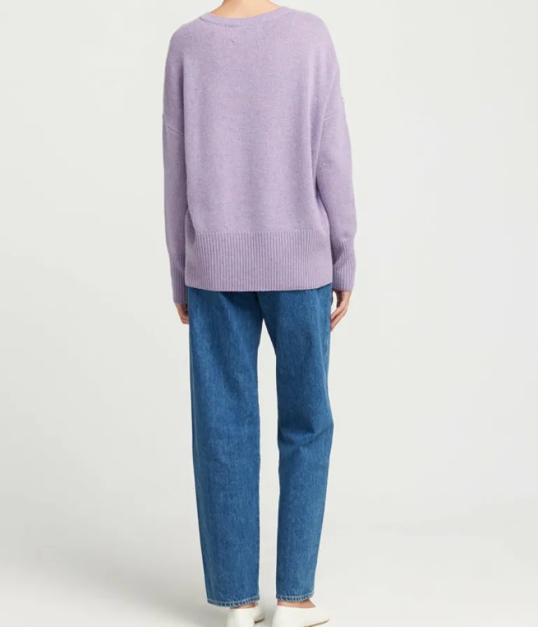 Loungewear | Knitwear-Lisa Yang Mila Round Neck Sweater in Iris Melange