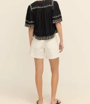 Tops-Sea NY Millie Embroidery Short Sleeve Top in Black