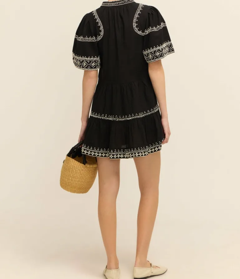 Dresses-Sea NY Millie Embroidery Short Sleeve Tunic Dress in Black