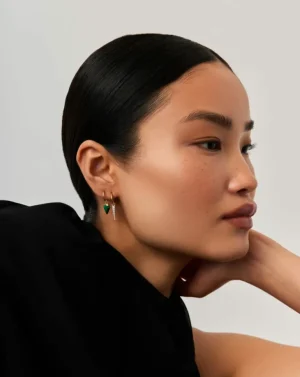 Jewellery | Earrings-Missoma Mini Pave Spike Hoop Earrings in Gold