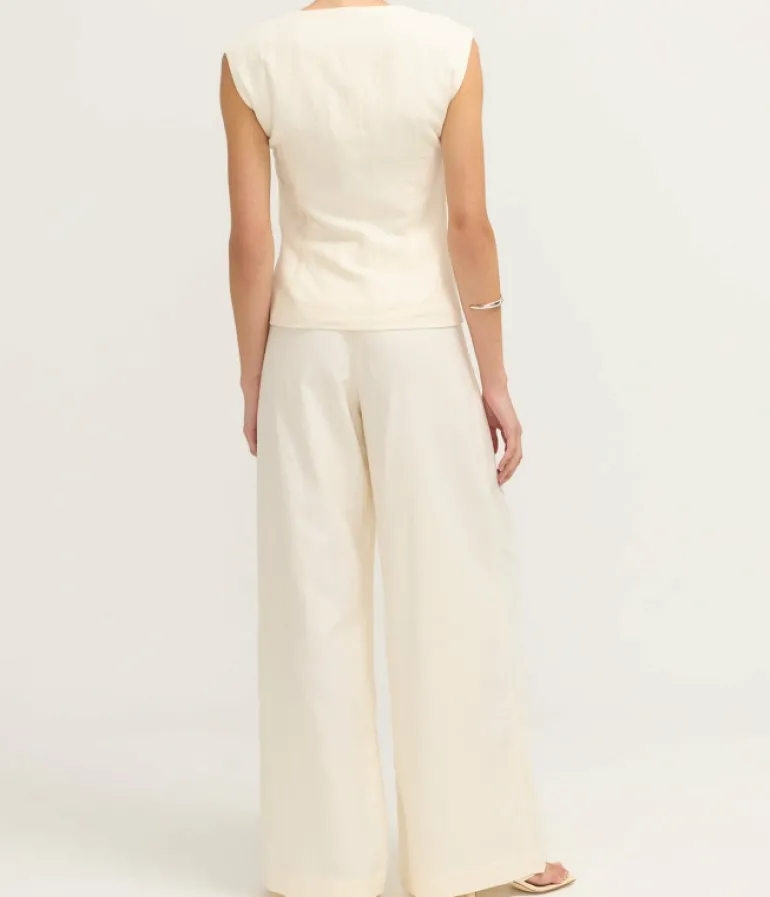 Pants-St Agni Minimal Fold Trousers in Ivory