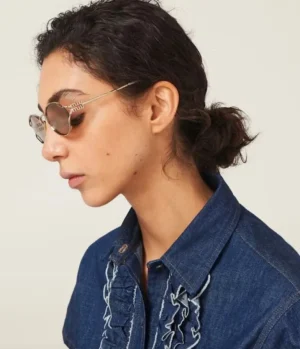 Sunglasses-Mode Sportif Miu Miu Oval Sunglasses in Pale Gold