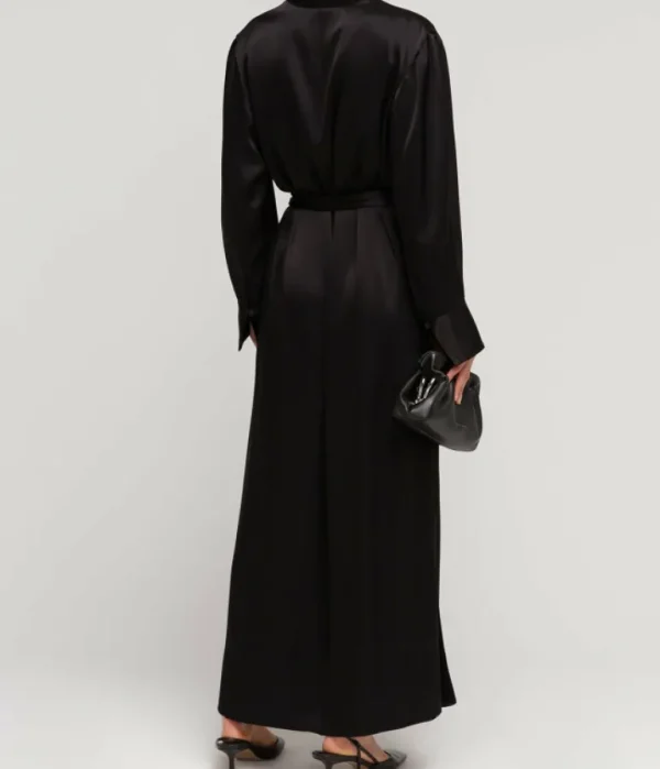 Dresses-Esse Studios Mono Double Satin Wrap Dress in Black