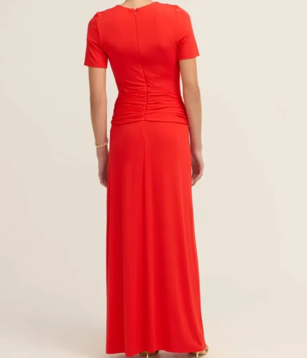 Dresses-Simkhai Nalani Short Sleeve Gown in Fiery Red