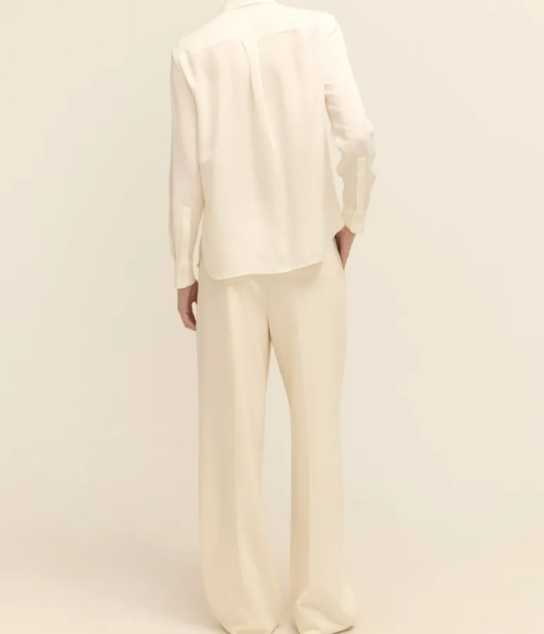 Tops-Theory Neck Tie Shirt in Ivory