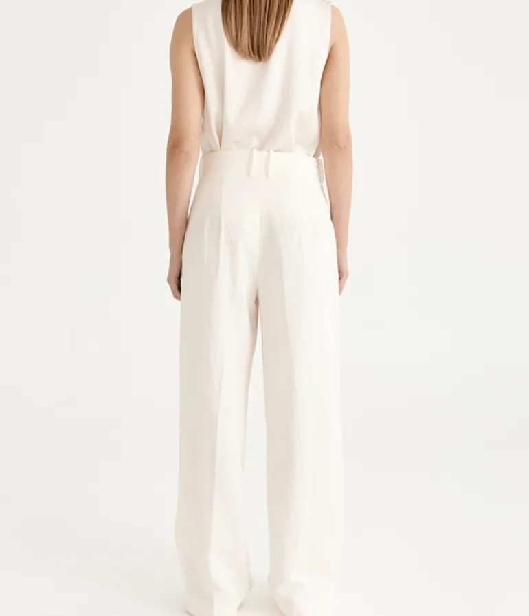 Pants-Solaqua Nicola Double Pleat Pants in Ivory