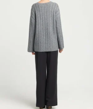 Knitwear-Almada Noa Cable Knit Cashmere and Merino Sweater in Medium Grey