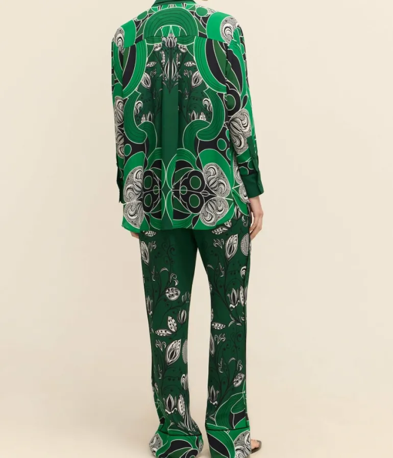 Tops-Borgo De Nor Nova Crepe Shirt in Enchantress Emerald