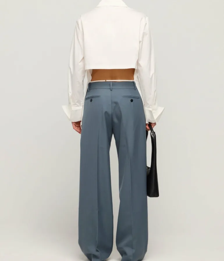 Tops-St Agni Open Back Cotton Shirt in White