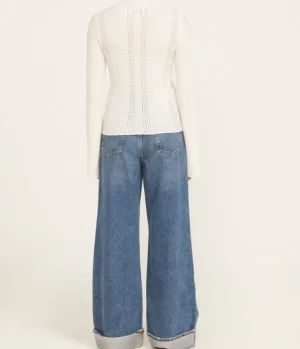 Knitwear-Loulou Studio Orion Thin Lace Turtleneck in Ivory