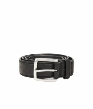 Belts-ROHE Ostrich Leather Belt in Black