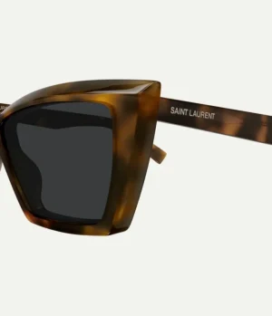 Sunglasses-Saint Laurent Oversized Sharp Cat-eye Shaped Sunglasses in Havana