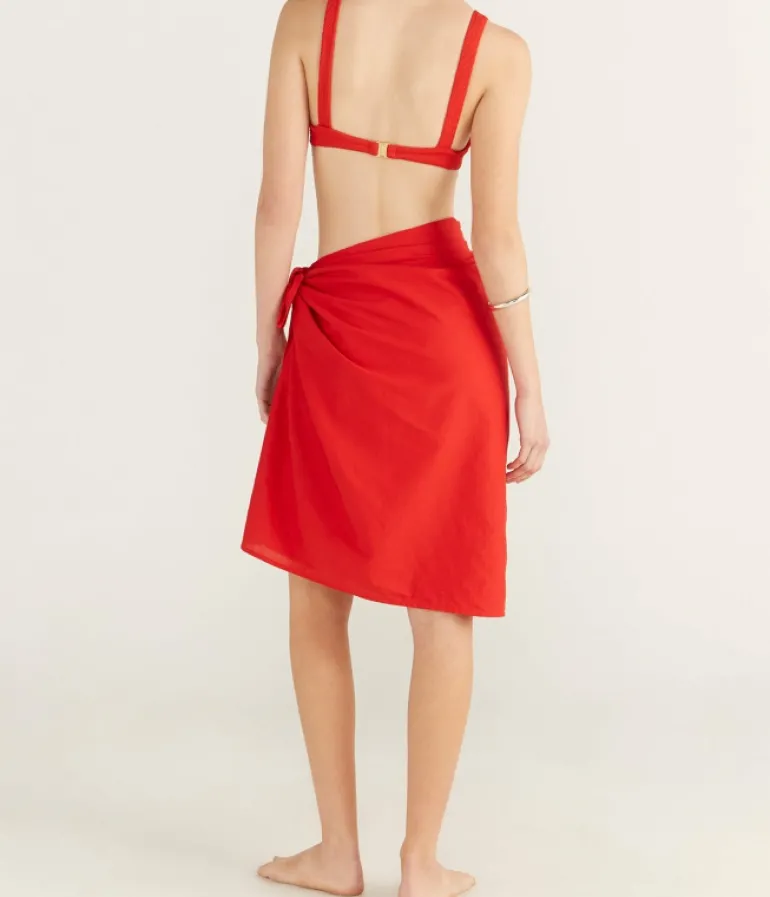 Swim & Resortwear-Mode Sportif Pareo Sarong in Tomato