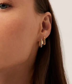 Jewellery | Earrings-Missoma Pave Ovate Huggies Earrings in Gold