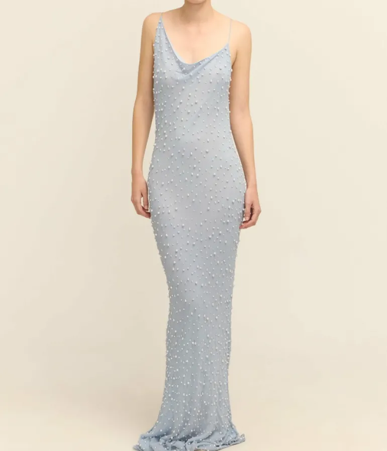 Dresses-Albus Lumen Pearl Gown in Blue