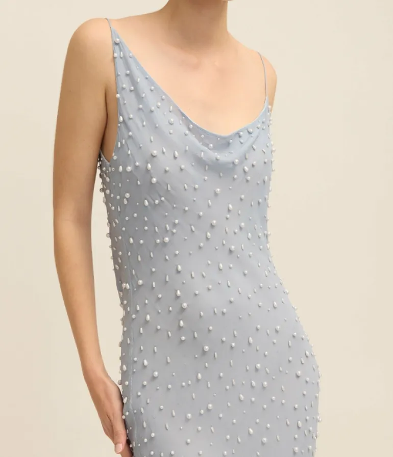 Dresses-Albus Lumen Pearl Gown in Blue