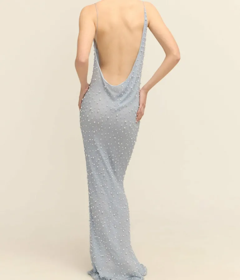 Dresses-Albus Lumen Pearl Gown in Blue