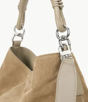 Bags-Staud Perry Hobo Suede Bag in Dune