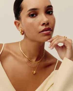 Jewellery | Necklaces-Mode Sportif Puffy Heart Pendant Necklace in Gold