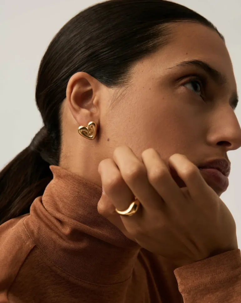 Jewellery | Earrings-Missoma Puffy Heart Stud Earrings in Gold