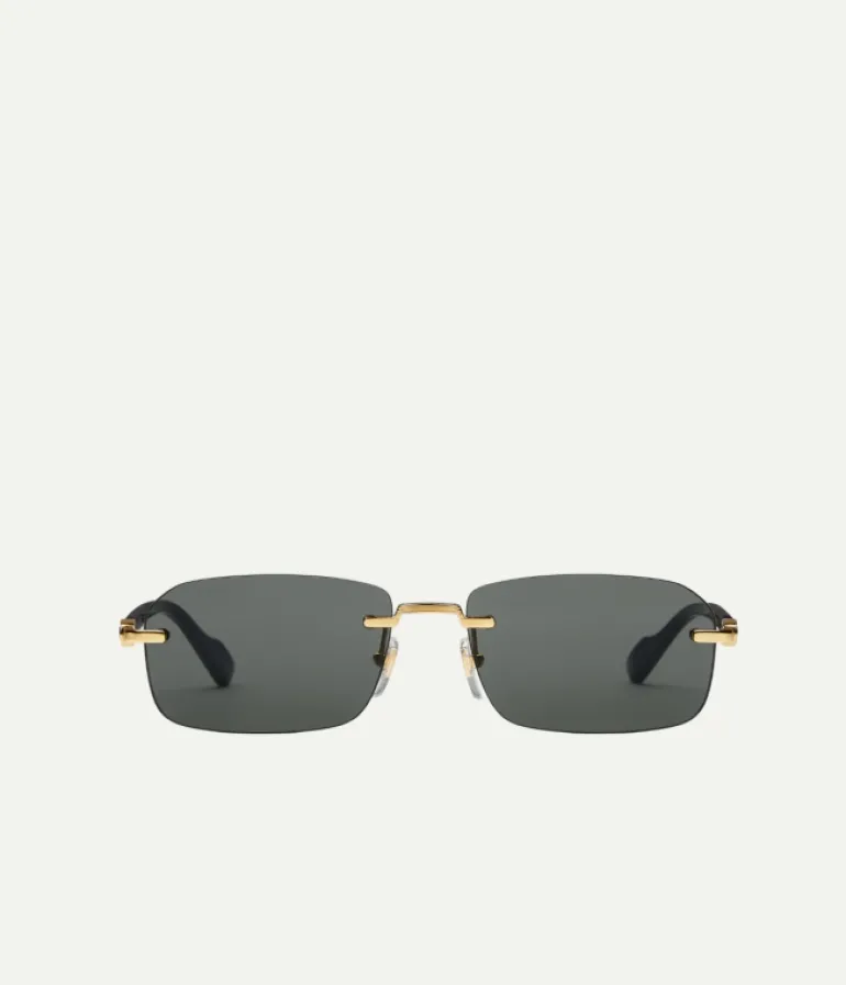 Sunglasses-Gucci Rectangular Frame Sunglasses in Gold