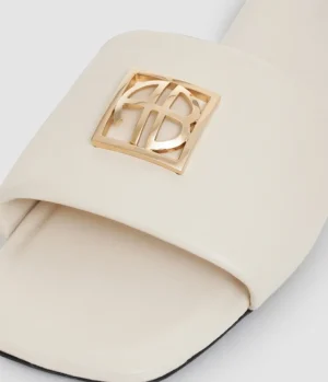 Flat Shoes-Anine Bing Ria Monogram Slides in Ivory