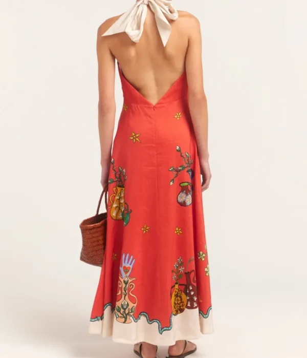 Dresses-Alemais Rose Halter Dress in Tangerine