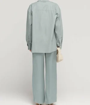 Pants-Loulou Studio Ross Wide Leg Pants in Aqua