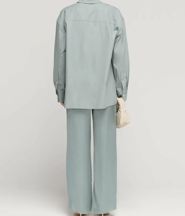 Pants-Loulou Studio Ross Wide Leg Pants in Aqua