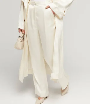 Pants-Loulou Studio Ross Wide Leg Pants in Ivory