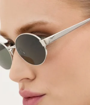 Sunglasses-Saint Laurent Round Metal Frame Sunglasses in Silver