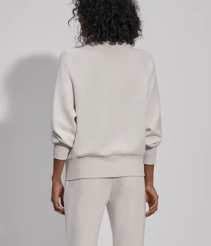 Loungewear-Varley Roxbury Zip Through in Ivory Marl