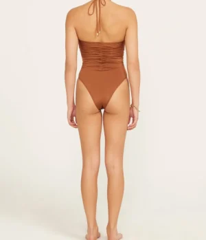 Swim & Resortwear-Peony Ruched Vacation One Piece in Maple