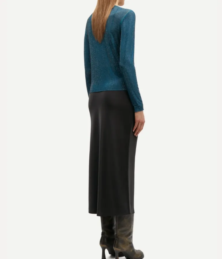 Skirts-Samsoe Samsoe Saagneta Maxi Slip Skirt in Black