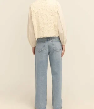 Tops-Sea NY Sabine Embroidery Long Sleeve Top in Cream